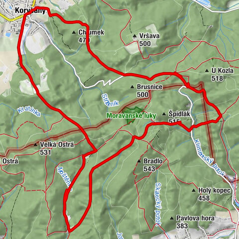 Koryčany - Nevada - Kameňácká myslivna - Hora sv. Klimenta