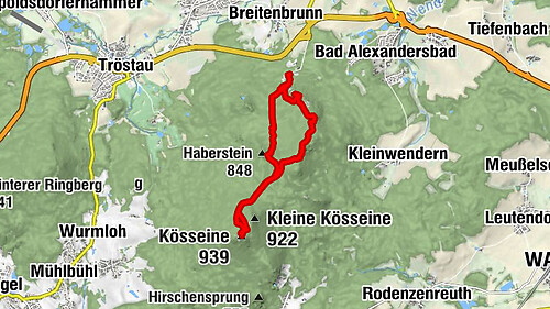 Apfelbrunnen - Haberstein - Kösseine - Burgsteinfelsen