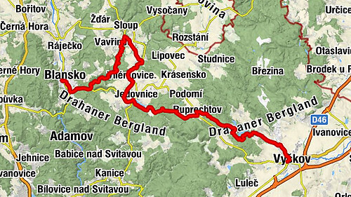 Staré Blansko - Lipový kopec - Malina - Vyškov