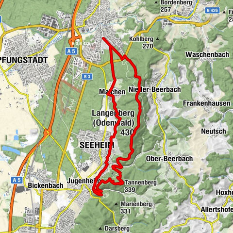 Am Frankenstein - Domhaus Malchen - Tannenberg - Langenberg (Odenwald)