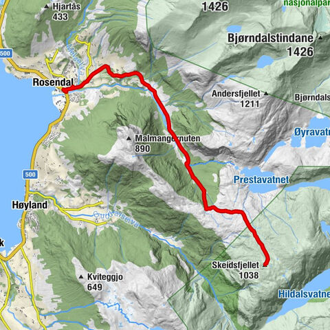 Rosendal - Hatteberg - Muradalen - Skeidsfjellet