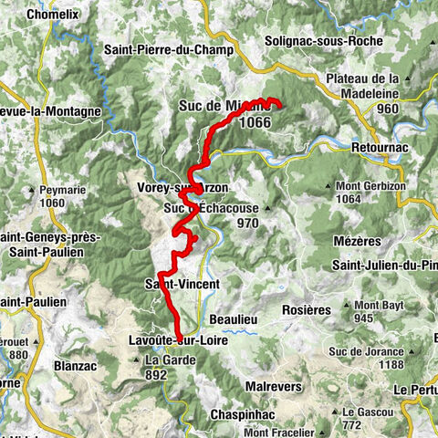Suc de Miaune - Mont Barret - Suc de Cèneuil - Lavoûte-sur-Loire