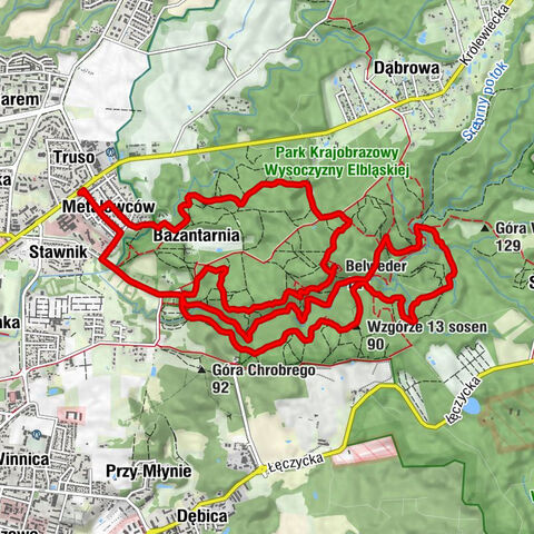 Truso - Belweder - Wzgórze 13 sosen - Góra ludowa