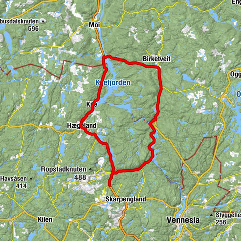 Iveland - Grosås - Hiltveit - Kile