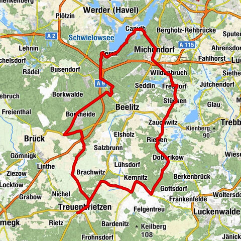 Treuenbrietzen - Krähenberg - Friedrich-Karl-Höhe - Dorfkirche Deutsch Bork