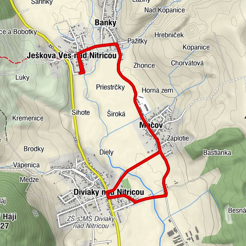 Ješkova Ves nad Nitricou - Banky - Diviaky nad Nitricou - Mačov