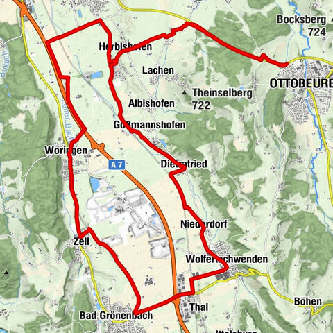 Through the field and meadow landscape west of Ottobeuren